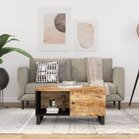 Salontafel 80x50x40 cm massief mangohout en bewerkt hout - thumbnail