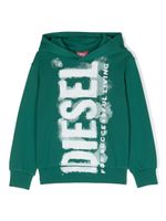 Diesel Kids graphic-print cotton hoodie - Vert