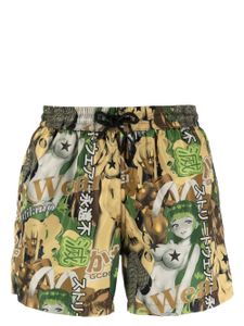 GCDS short de bain à imprimé graphique - Vert