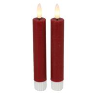 Led dinerkaarsen - 2x st- rood -H15cm - afstandsbediening-timer-dimmer