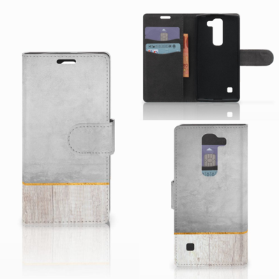 LG Spirit Book Style Case Wood Concrete