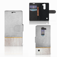 LG Spirit Book Style Case Wood Concrete