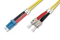 DIGITUS DK-2931-01 – Glasvezelkabel OS2 – 1 m – LC naar ST – Duplex Glasvezelkabel – 1/10 Gbit/s – SM Singlemode Glasvezel LAN-kabel – Vezeltype: 9/125 µ – Geel (Yellow)