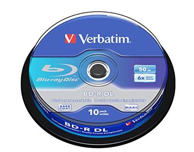 Verbatim 43746 BD-R enkellaags, 6x brandsnelheid, bedrukbare oppervlakte Scratchguard Plus, 10 Pack Spindle, 50 GB