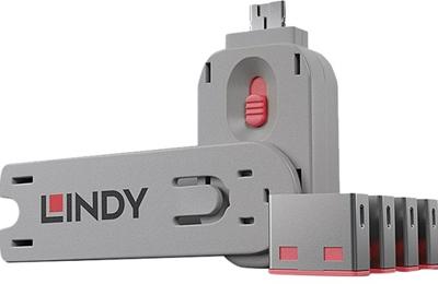 Lindy USB Port Blocker - Pack 4, Colour Code: Pink toegangscontrolesysteem