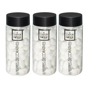 3x Potjes middelgrote decoratie/hobby stenen wit 750 gram