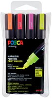 Posca paintmarker PC-5M, etui met 4 stuks in geassorteerde fluo kleuren - thumbnail