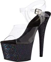Pleaser ADORE-708LG Clr/Blk Multi Glitter, Clr Blk Multi Glitter, 37 EU