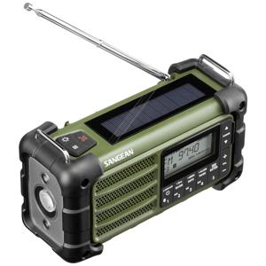 Sangean MMR-99 Outdoorradio VHF (FM), Middengolf Noodradio, Bluetooth Zonnepaneel, Spatwaterbestendig, Stofdicht Groen