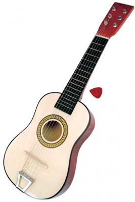 Bino gitaar junior 23 cm hout naturel/rood
