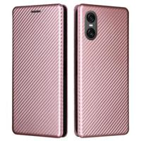 Sony Xperia 10 VI Flip Hoesje - Koolstofvezel - Rose Gold - thumbnail