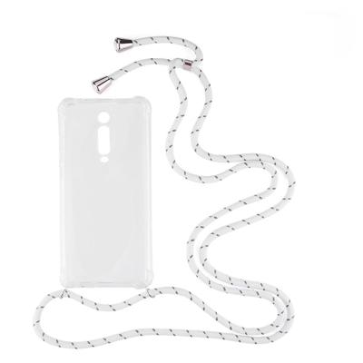 Shop4 - Xiaomi Mi 9T Hoesje - Zachte Back Case met Koord Multi Wit