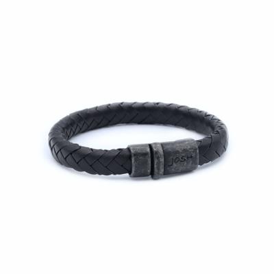 Josh leren armband 9073 zwart vintage