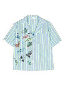 MSGM Kids chemise à rayures - Bleu