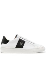 Philipp Plein baskets en cuir à plaque logo - Blanc