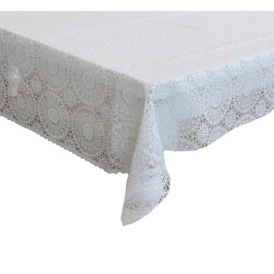 Tafelzeil/tafelkleed ronde kanten patroon wit 140 x 250 cm - Tafelzeil/tafelkleed ronde kanten patroon wit 140 x 250 cm -