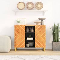 Dressoir 90x33,5x75 cm massief mangohout bruin en zwart - thumbnail