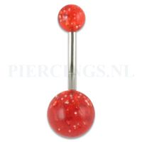 Navelpiercing acryl glitter rood - thumbnail