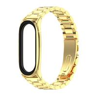 By Qubix - Metalen schakelarmband voor Compatible met Xiaomi Mi Band 3/4/5/6/7 - Goud - Compatible Xiaomi bandje