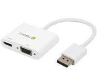 Techly DisplayPort 1.2 to HDMI/VGA 4K Adapter - Techly DisplayPort 1.2 to HDMI/VGA 4K Adapter, 0.15 m, DisplayPort, HDMI + VGA (D-Sub), Male, Female, USB