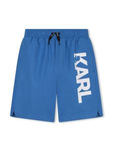 Karl Lagerfeld Kids short de bain à logo imprimé - Bleu