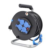 as - Schwabe Innenbereich-Kabeltrommel – 50 m Kabel-Leitung 230 V / 16 A – Trommel mit 4 Schutzkontakt-Steckdosen inkl. Schutzkappe – IP20 – Made in Germany – Schwarz I 10212, Meter