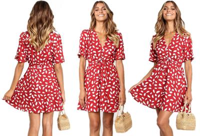 Korte jurk met print in de sale Korte jurk met print in de sale