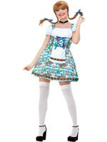 Beer Maiden Costume, Blue, with Printed Dress, (M)