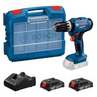 Bosch Professional 18V System accuklopboorschroevendraaier GSB 18V-25 (schroef-Ø max. 10 mm, met 2 x GBA 2.0Ah, GAL 18V-20, 63-delige accessoireset, L-Case Pick & Click)