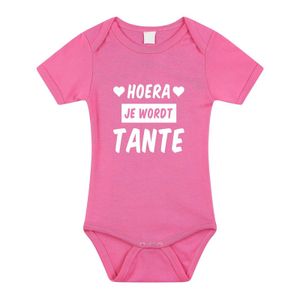 Hoera je wordt tante cadeau baby rompertje roze voor meisjes