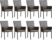 Set van 8 Donkergrijze leren moderne eetkamerstoelen Daily - poot vierkant zwart - Vintage Leer Grey (donkergrijs leer) - thumbnail