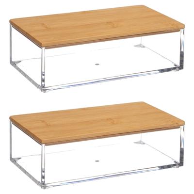 Set van 2x stuks sieraden/make-up houder/box rechthoek met deksel 16 x 5 cm van kunststof Set van 2x stuks sieraden/make-up houder/box rechthoek met deksel 16 x 5 cm van kunststof