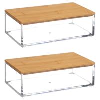 Set van 2x stuks sieraden/make-up houder/box rechthoek met deksel 16 x 5 cm van kunststof