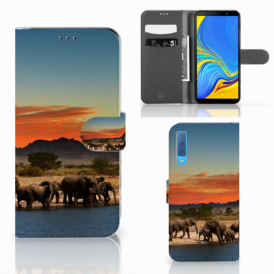 Samsung Galaxy A7 (2018) Telefoonhoesje met Pasjes Olifanten Samsung Galaxy A7 (2018) Telefoonhoesje met Pasjes Olifanten