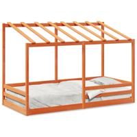 Kinderbed met bedhuis 80x200 cm massief grenenhout wasbruin - thumbnail