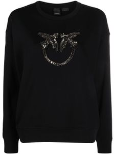 PINKO sweat en coton Love Bird à ornements - Noir