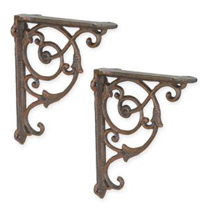 A PAIR OF CAST IRON WALL BRACKETS