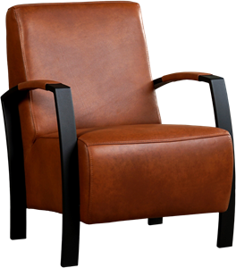 Cognac leren industriële stalen fauteuil Glory - Granada leer Savannah (cognac leer)