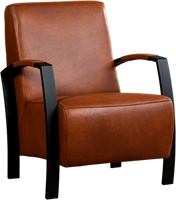 Cognac leren industriële stalen fauteuil Glory - Granada leer Savannah (cognac leer) - thumbnail