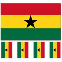 Ghana versiering/feestartikelen set - vlag 90 x 150 cm - vlaggenlijn van 300 cm - landen