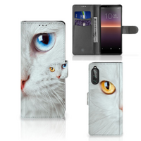 Sony Xperia 10 II Telefoonhoesje met Pasjes Witte Kat