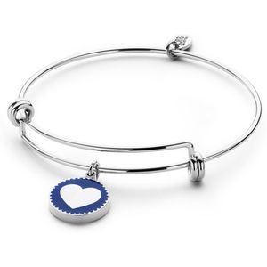 CO88 Collection 8CB-90186 - Stalen bangle met bedel - hart - one-size - zilverkleurig