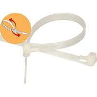 Max Hauri AG 136686 kabelbinders, 200 mm, 7,5 mm, wit, herbruikbaar, flexibel, 20 stuks