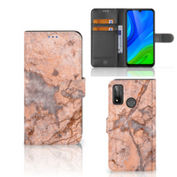 Huawei P Smart 2020 Bookcase Marmer Oranje - thumbnail