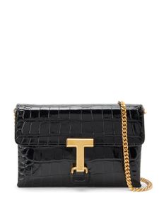 TOM FORD Monarch crocodile-embosssed crossbody bag - Noir