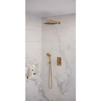 Regendoucheset 32 Inbouw Muur Brauer Gold Edition 30cm Rond Geborsteld Goud PVD 2 Greeps 3-weg met Thermostaatkraan en Handdouche