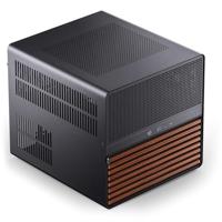 Jonsbo N5 NAS-behuizing – kubusvormige E-ATX Cube Case met ruimte voor 16 drives, 8 sleuven, mesh-design, houtdecor, USB-C, ideaal voor NAS en werkstation, zwart
