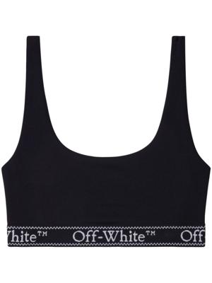 Off-White Cropped top met logoband - Zwart