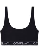 Off-White Cropped top met logoband - Zwart