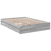 vidaXL Bedframe met lades bewerkt hout grijs sonoma eiken 140x200 cm, bed, bed ombouw, 2 persoonsbed, bedbodem, slaapkamermeubel, tweepersoonsbed
